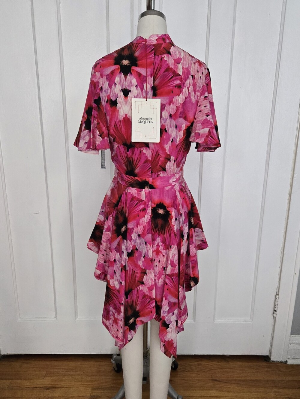 Alexander McQueen Hot Pink Floral Ruffle Blouse